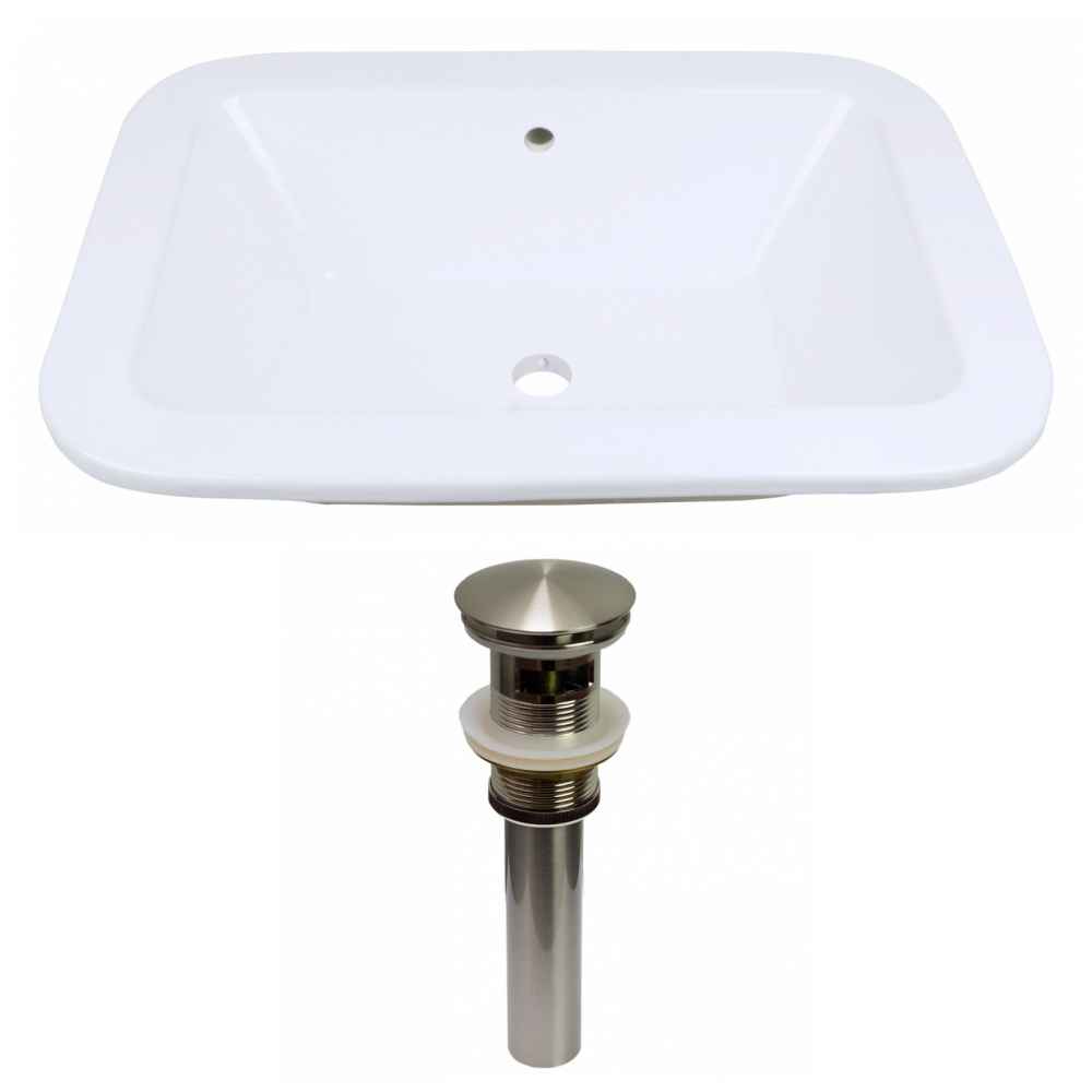 21.75-in. x 16-in. Rectangle Bathroom Vessel Sink Set White Enamel Glaze