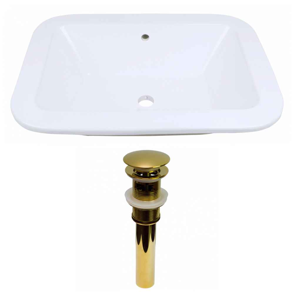 21.75-in. x 16-in. Rectangle Bathroom Vessel Sink Set White Enamel Glaze