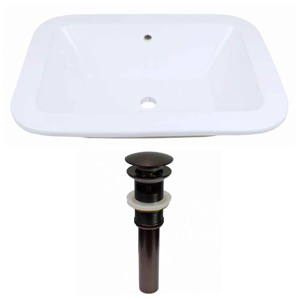 21.75-in. x 16-in. Rectangle Bathroom Vessel Sink Set White Enamel Glaze