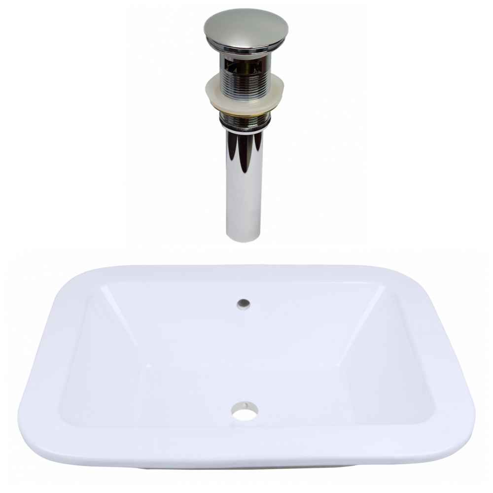 21.75-in. x 16-in. Rectangle Bathroom Vessel Sink Set White Enamel Glaze