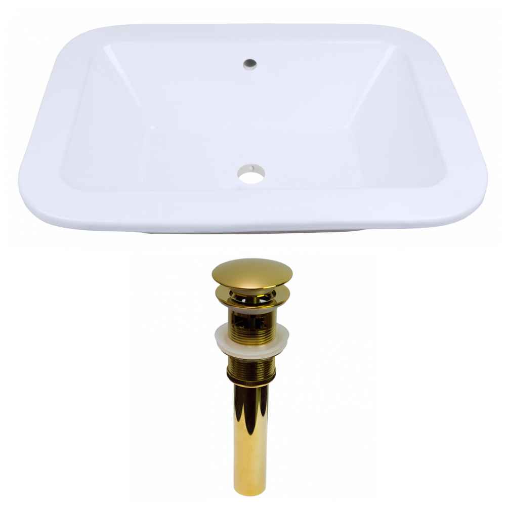 21.75-in. x 16-in. Rectangle Bathroom Vessel Sink Set White Enamel Glaze