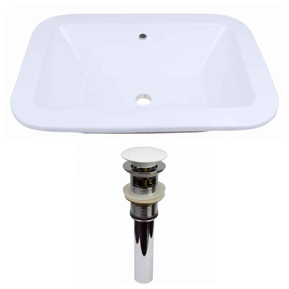 21.75-in. x 16-in. Rectangle Bathroom Vessel Sink Set White Enamel Glaze