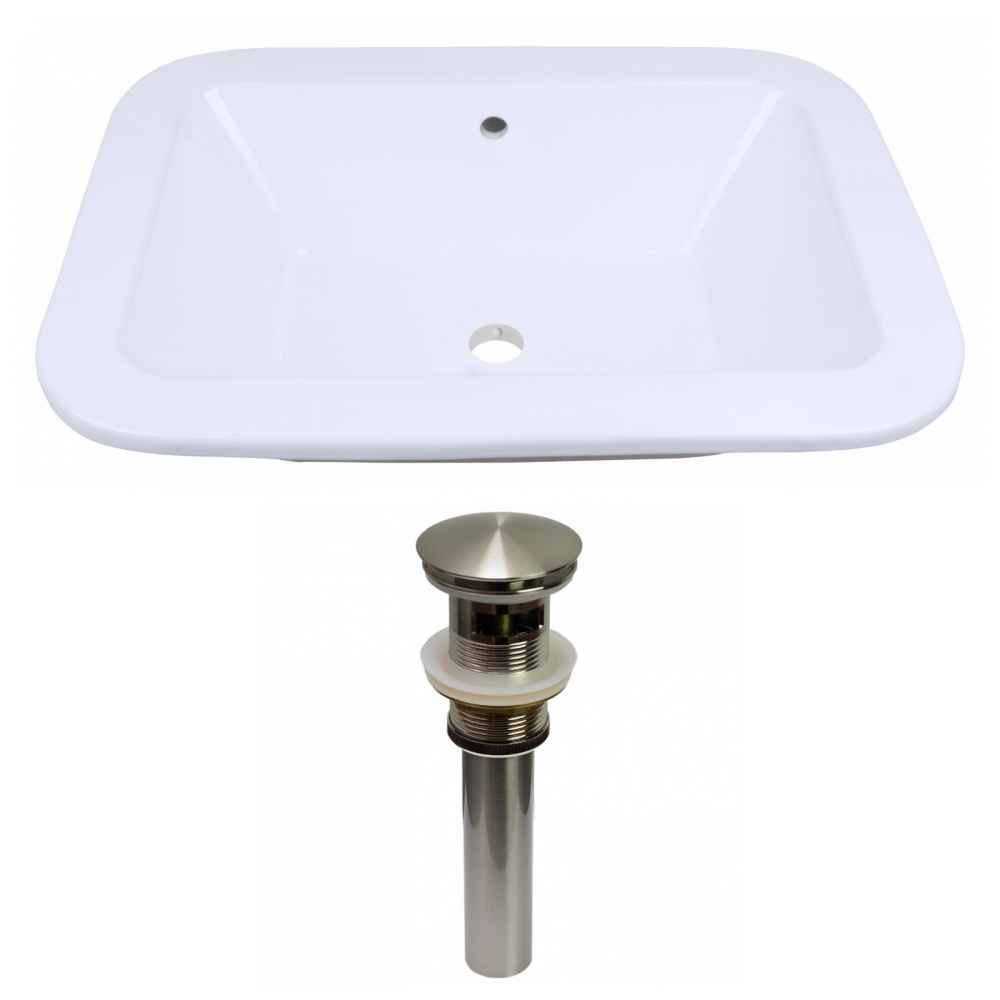 21.75-in. x 16-in. Rectangle Bathroom Vessel Sink Set White Enamel Glaze