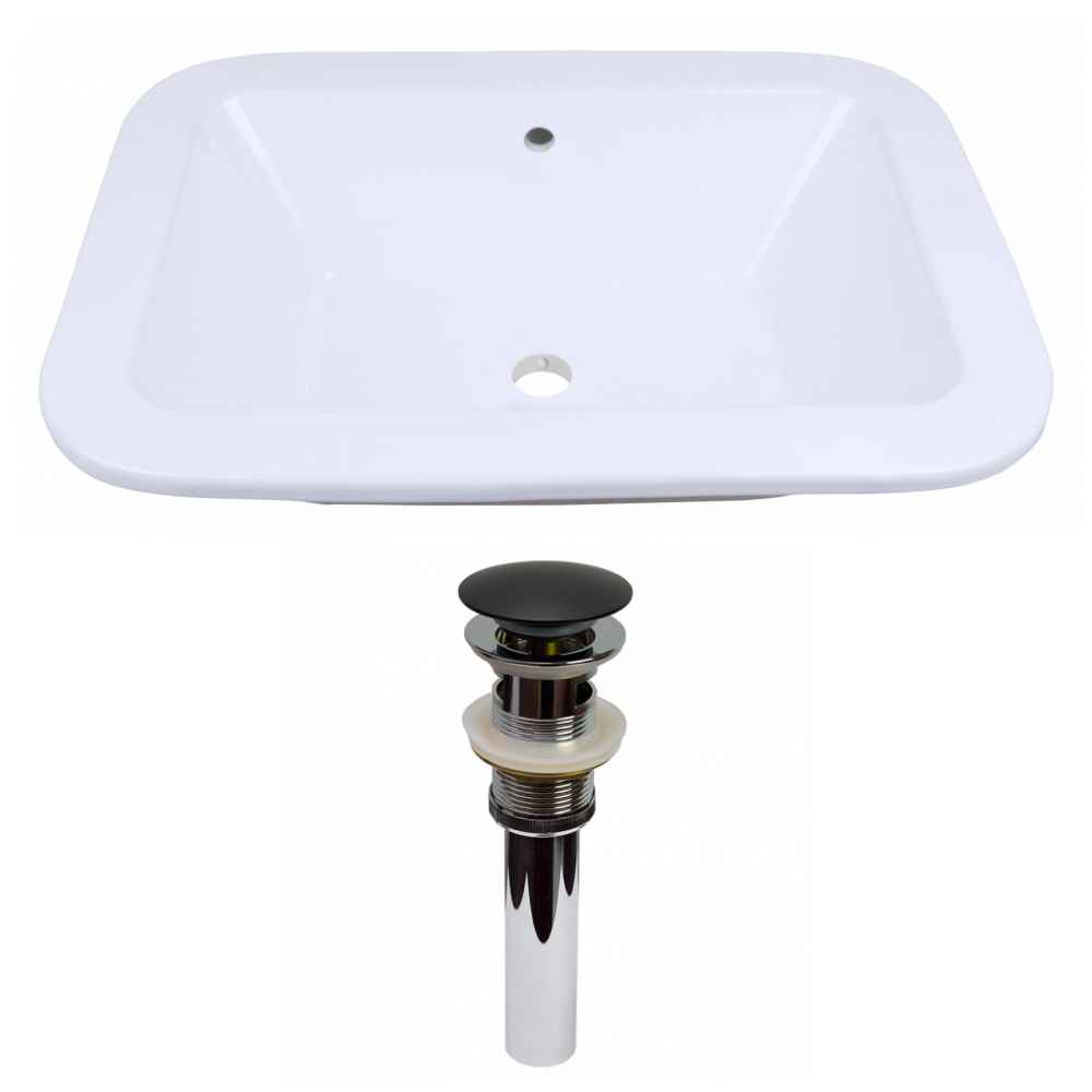 21.75-in. x 16-in. Rectangle Bathroom Vessel Sink Set White Enamel Glaze