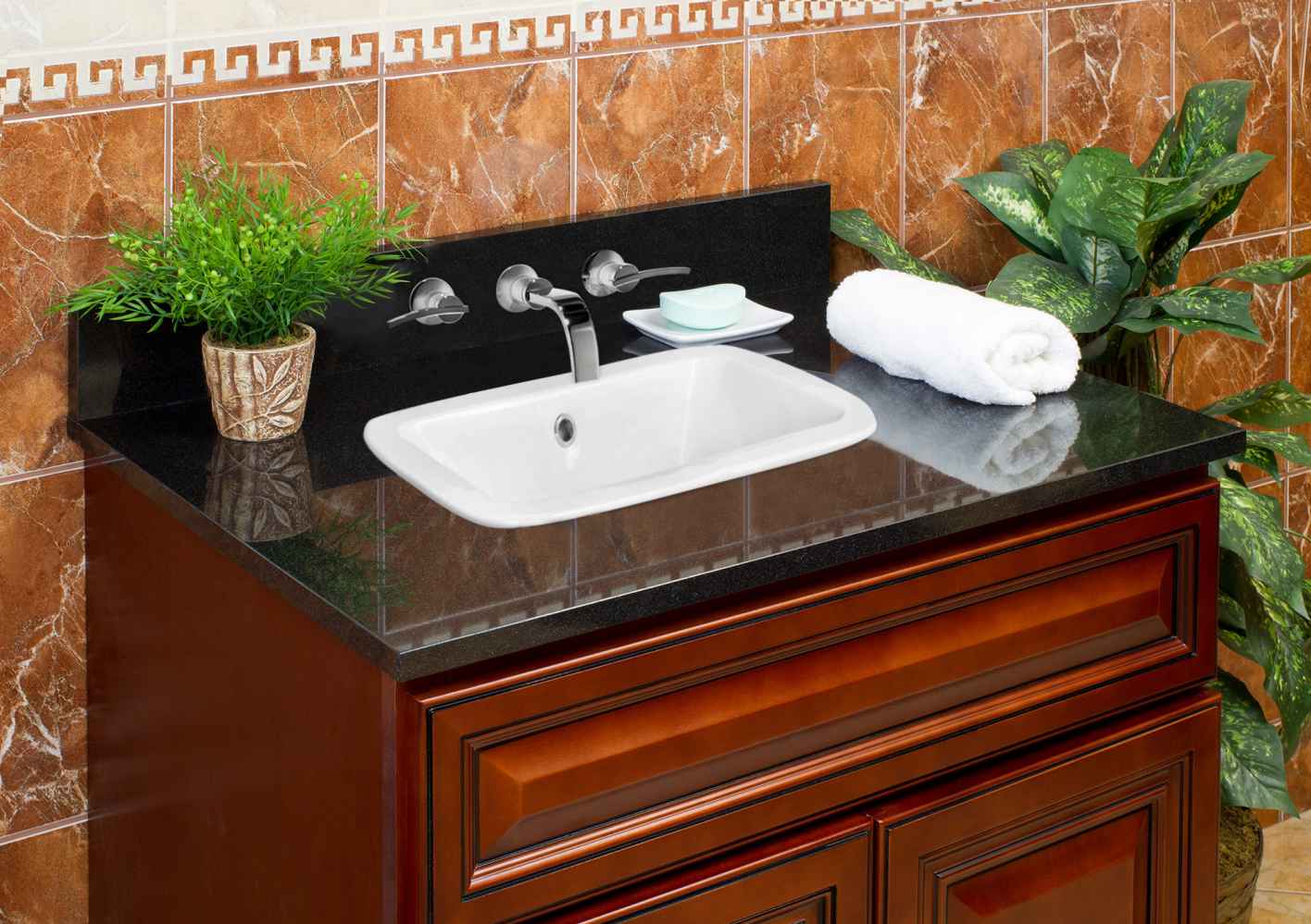 21.75-in. x 16-in. Rectangle Bathroom Vessel Sink Set White Enamel Glaze