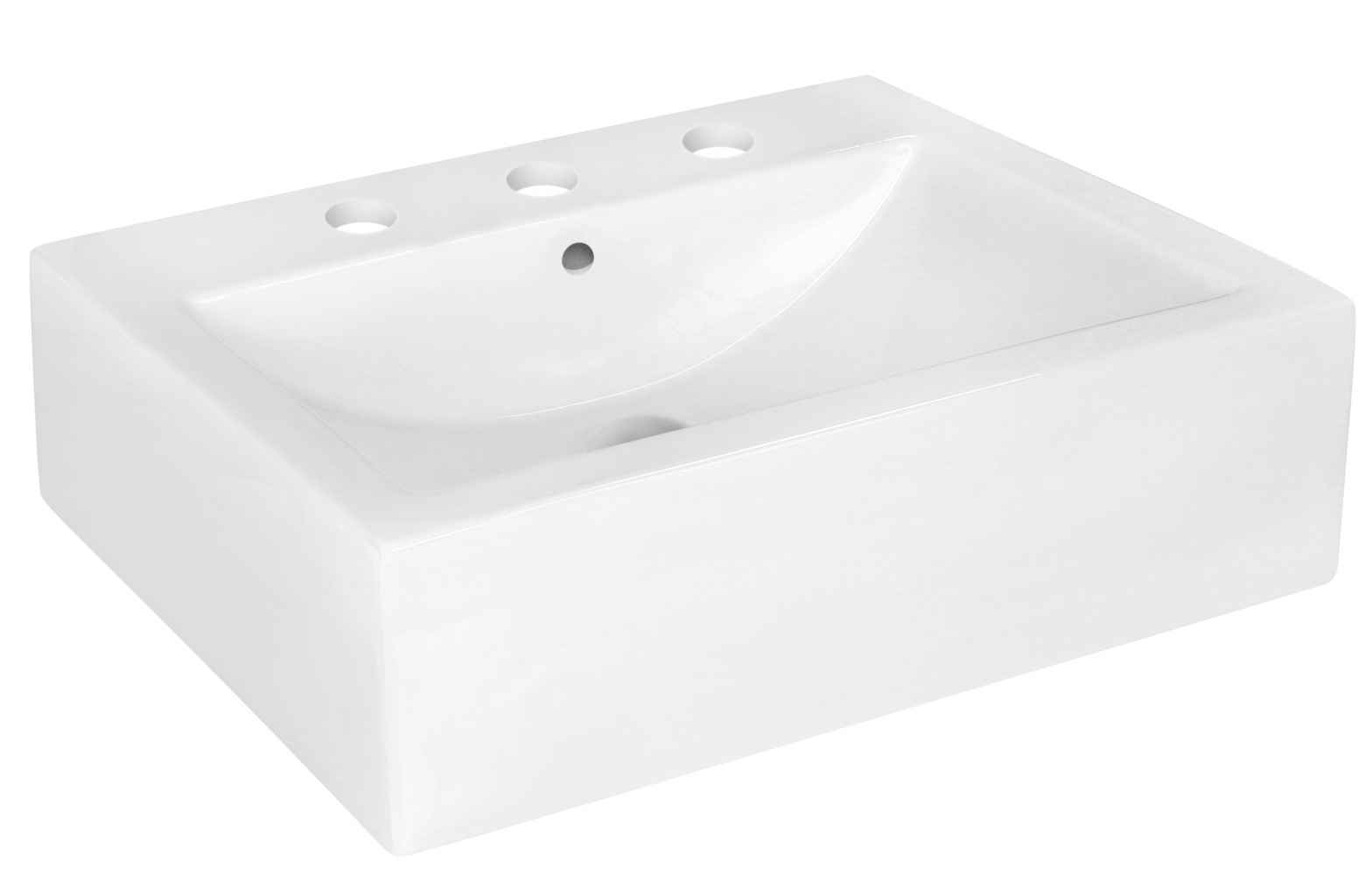 20.25-in. x 16.25-in. Rectangle Bathroom Vessel Sink Set White Enamel Glaze