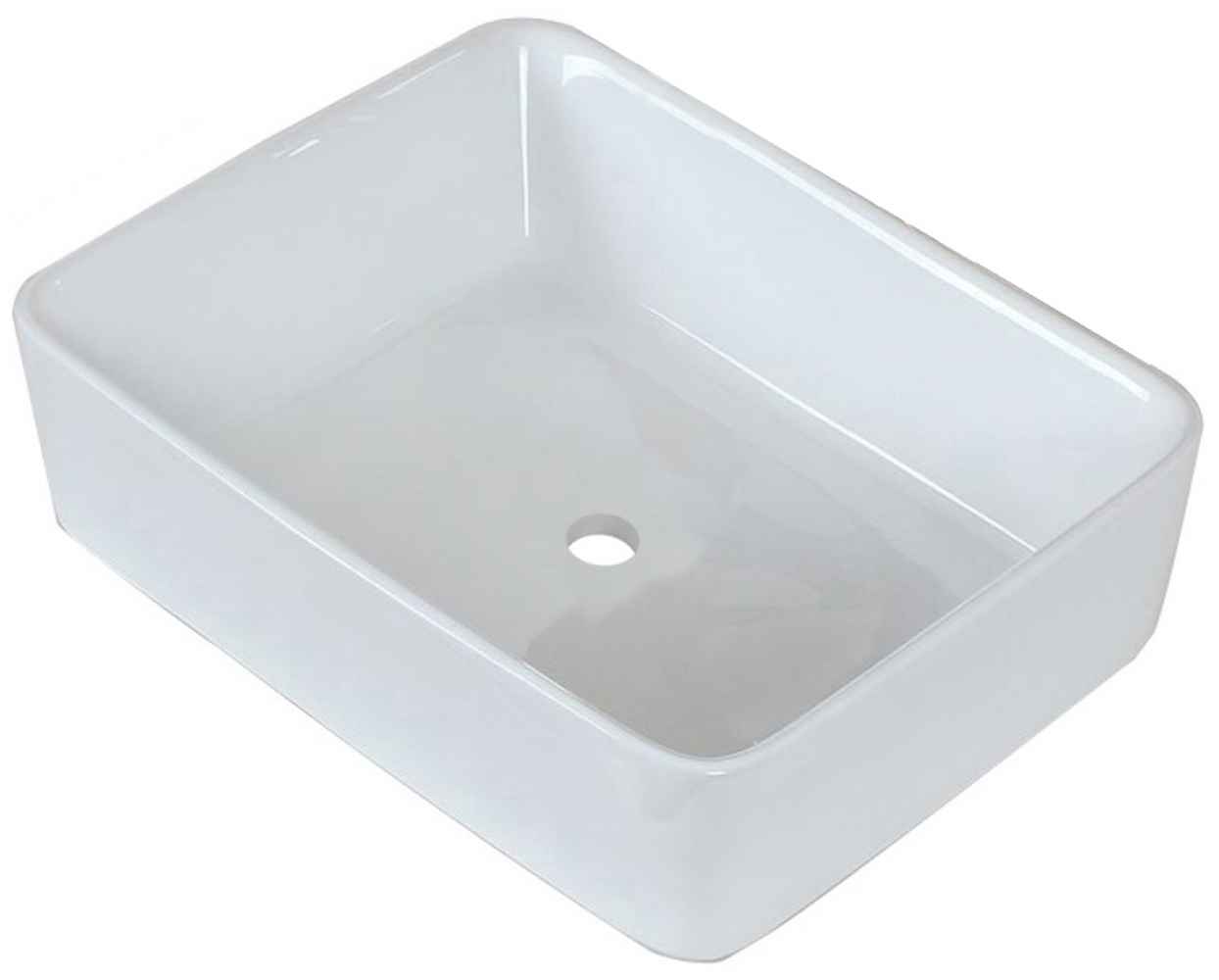 18.75-in. x 14.75-in. Rectangle Bathroom Vessel Sink Set White Enamel Glaze