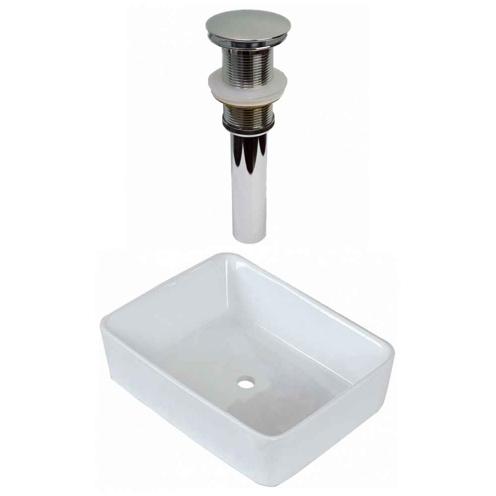 18.75-in. x 14.75-in. Rectangle Bathroom Vessel Sink Set White Enamel Glaze