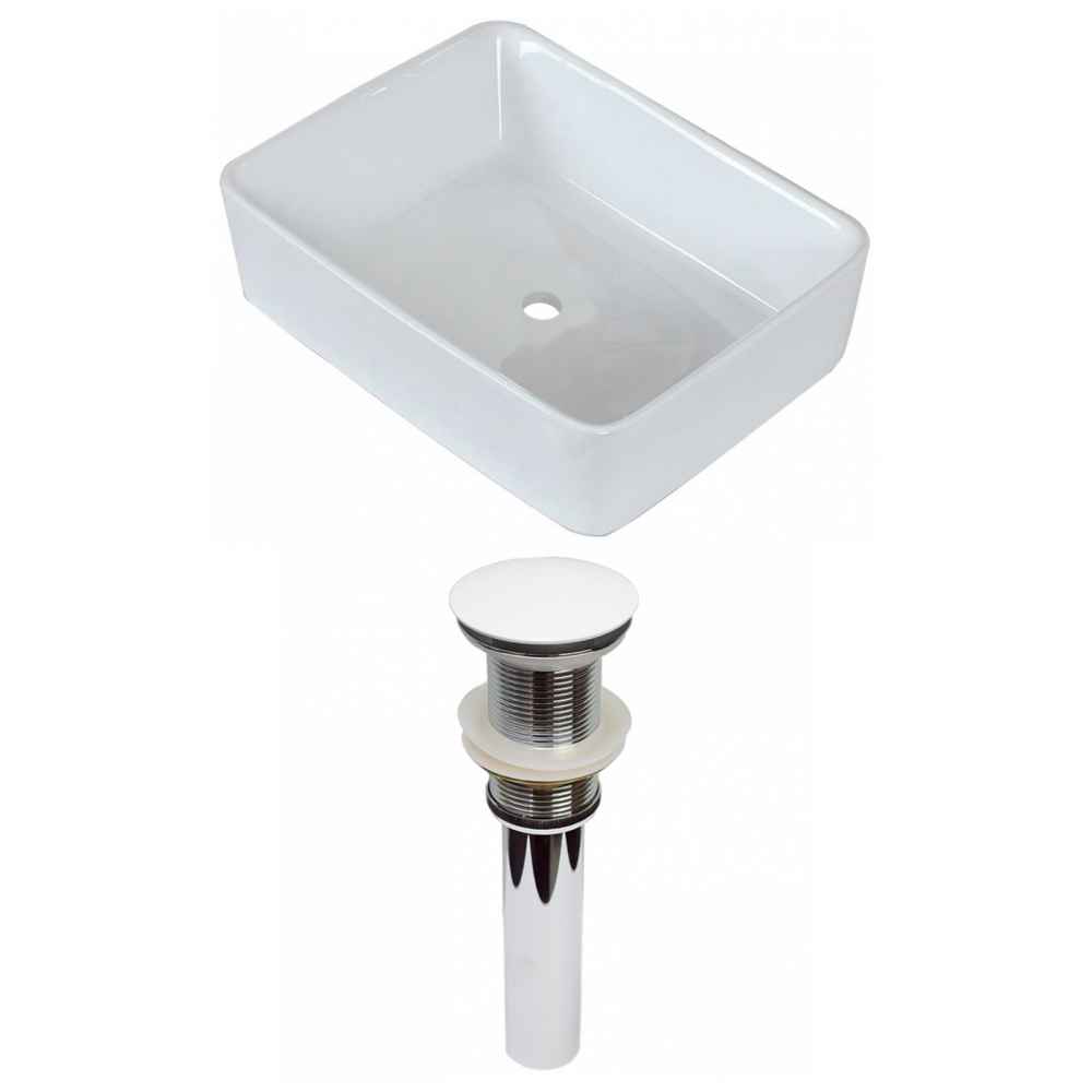 18.75-in. x 14.75-in. Rectangle Bathroom Vessel Sink Set White Enamel Glaze