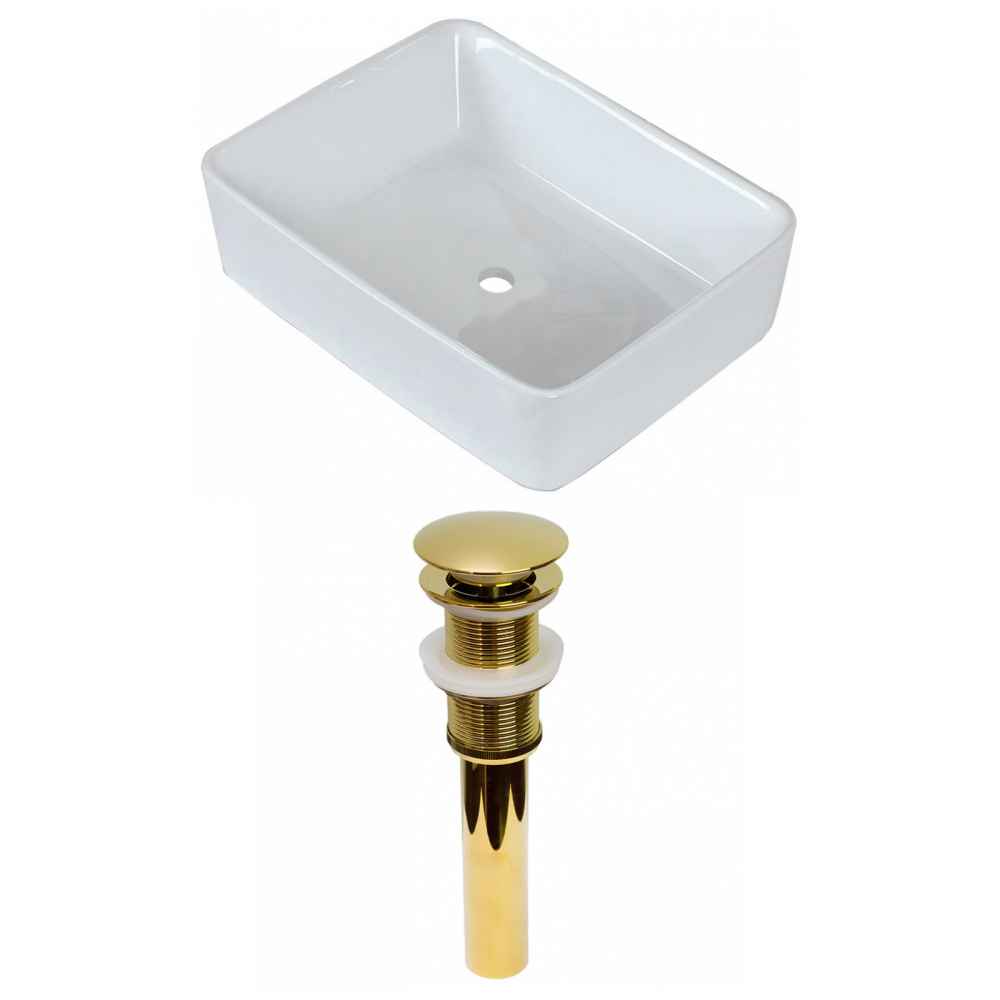 18.75-in. x 14.75-in. Rectangle Bathroom Vessel Sink Set White Enamel Glaze