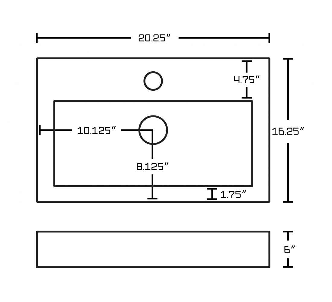 20.25-in. x 16.25-in. Rectangle Bathroom Vessel Sink Set White Enamel Glaze