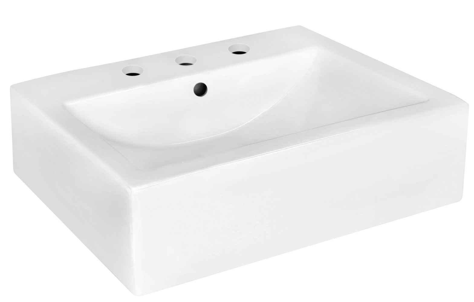 20.25-in. x 16.25-in. Rectangle Bathroom Vessel Sink Set White Enamel Glaze