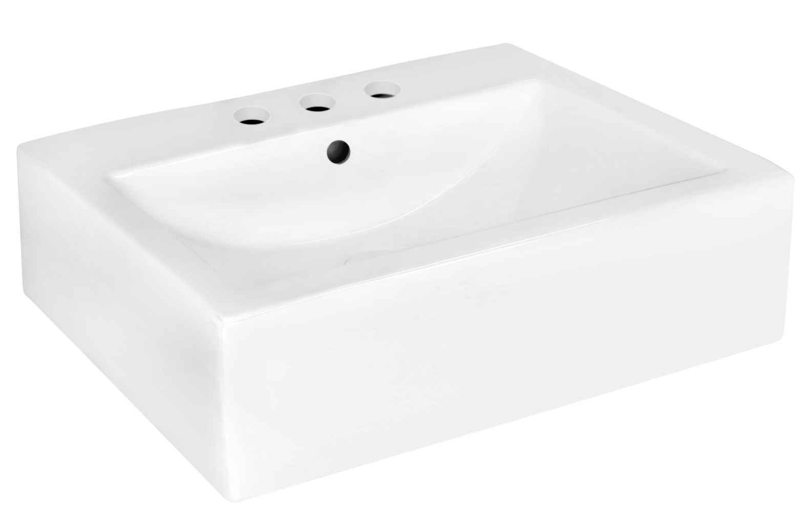 20.25-in. x 16.25-in. Rectangle Bathroom Vessel Sink Set White Enamel Glaze