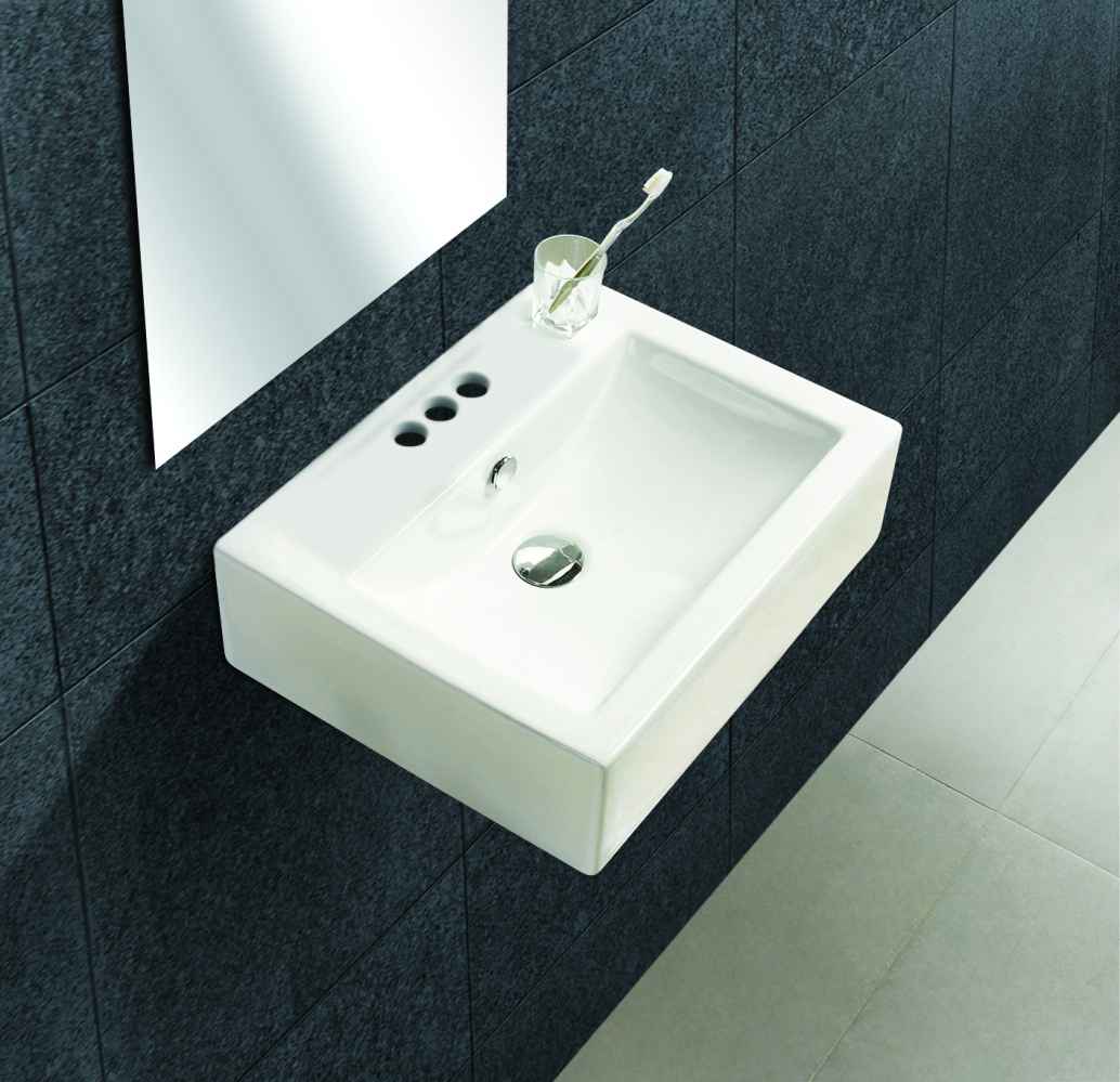 20.25-in. x 16.25-in. Rectangle Bathroom Vessel Sink Set White Enamel Glaze