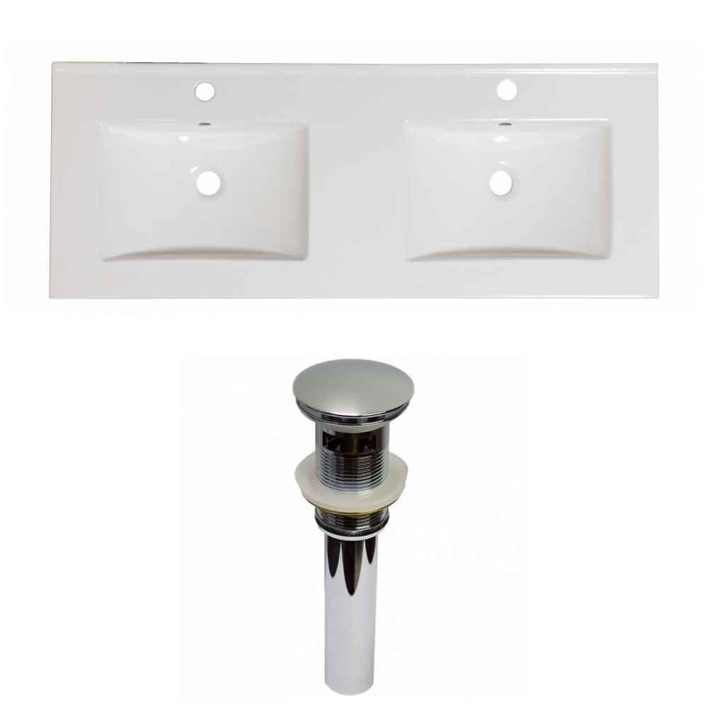 48-in. W 1 Hole Ceramic Top Set In White Color - Overflow Drain Incl.