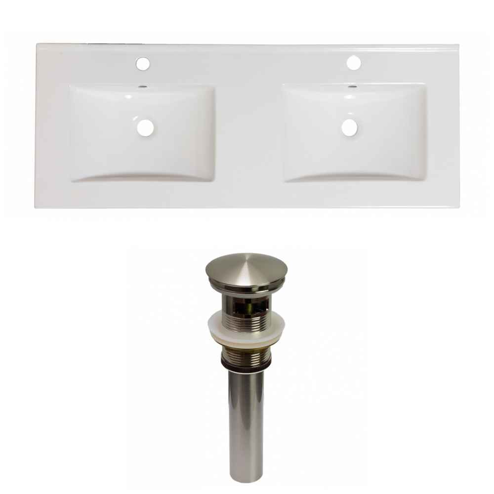 48-in. W 1 Hole Ceramic Top Set In White Color - Overflow Drain Incl.