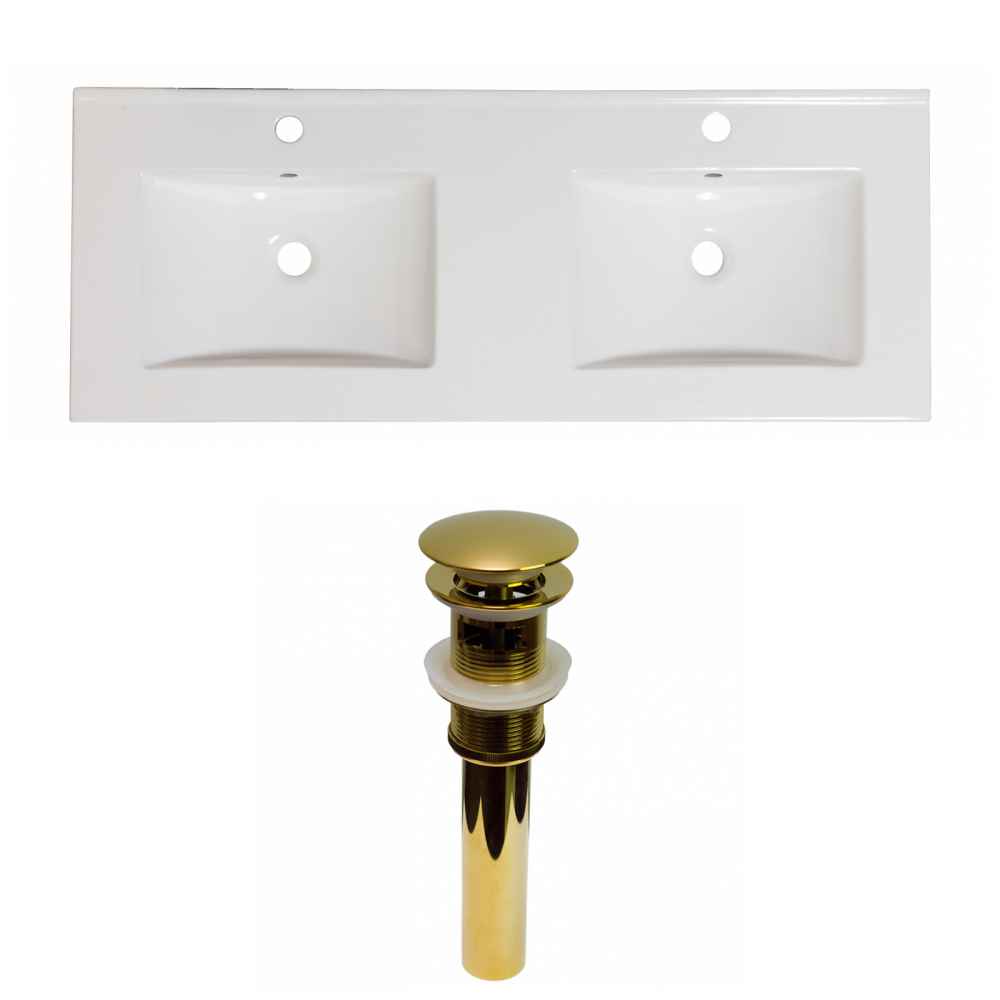 48-in. W 1 Hole Ceramic Top Set In White Color - Overflow Drain Incl.