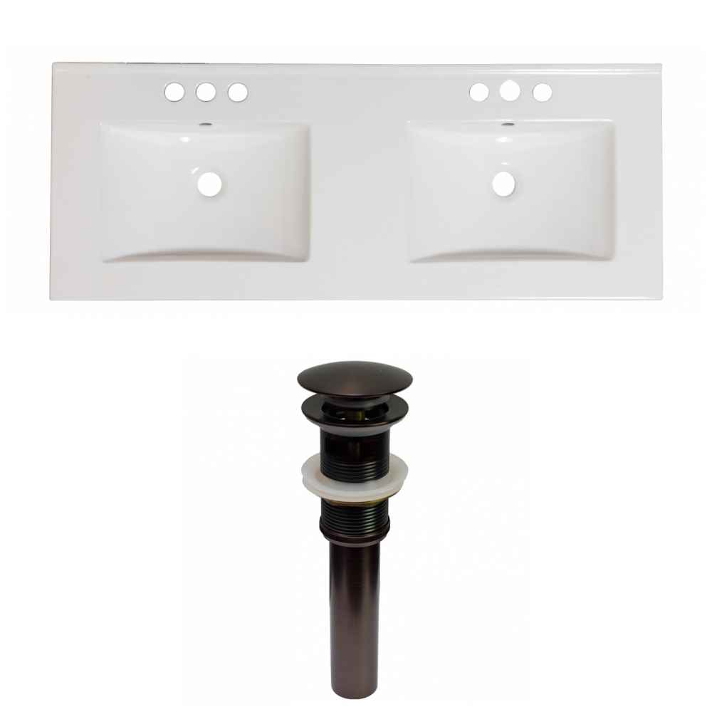 48-in. W 3H4-in. Ceramic Top Set In White Color - Overflow Drain Incl.