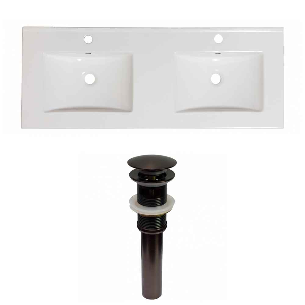 59-in. W 1 Hole Ceramic Top Set In White Color - Overflow Drain Incl.