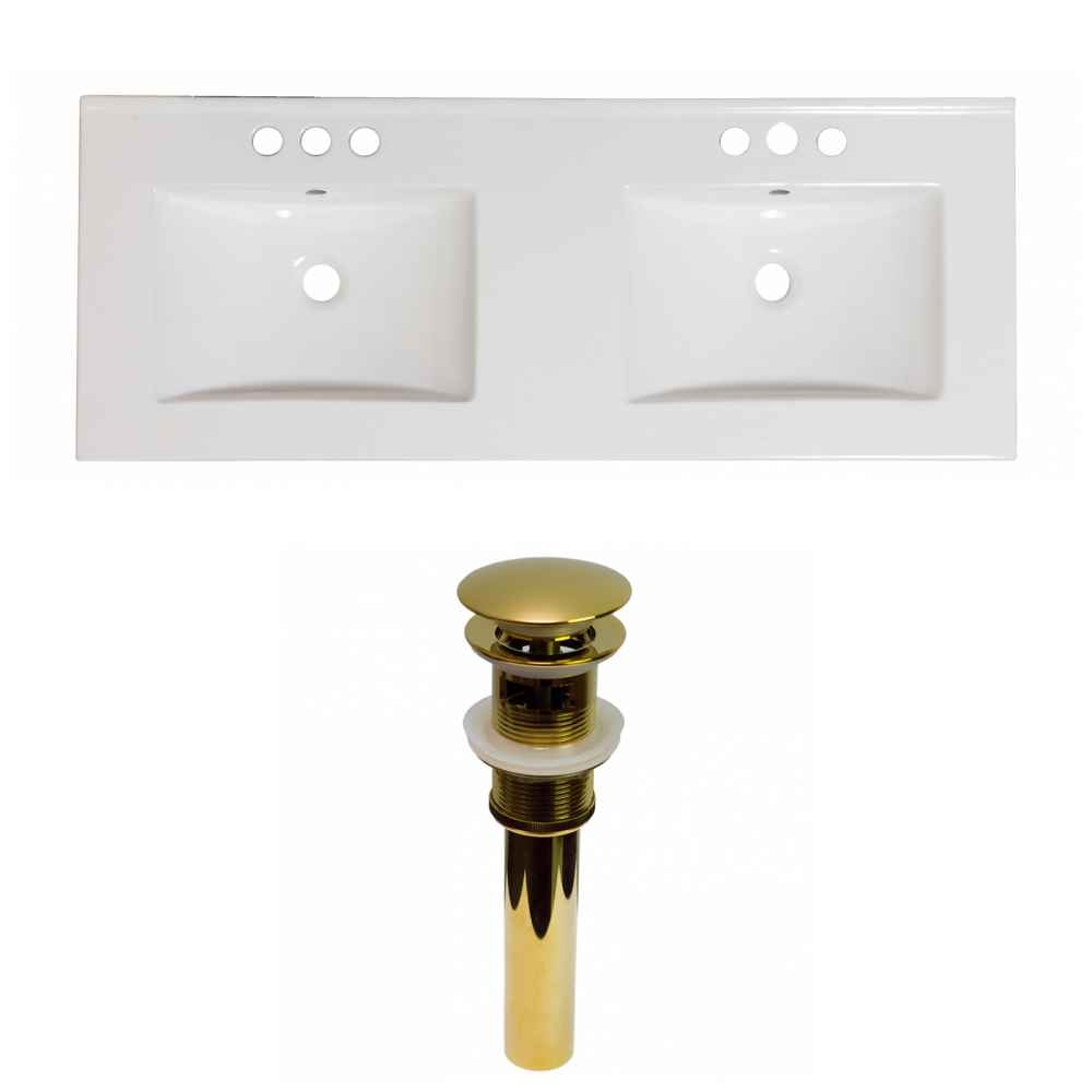 59-in. W 3H4-in. Ceramic Top Set In White Color - Overflow Drain Incl.