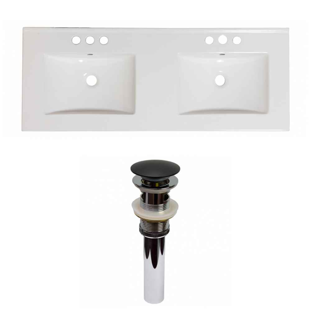 59-in. W 3H8-in. Ceramic Top Set In White Color - Overflow Drain Incl.