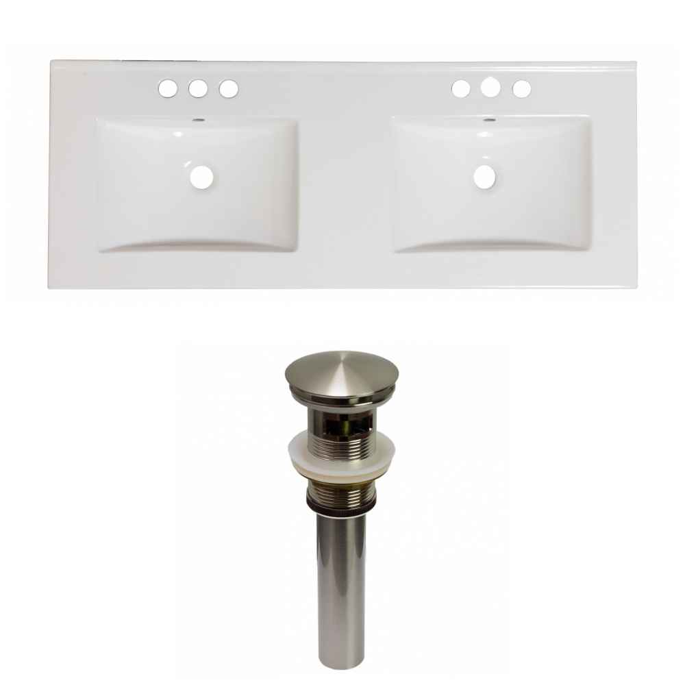 59-in. W 3H8-in. Ceramic Top Set In White Color - Overflow Drain Incl.