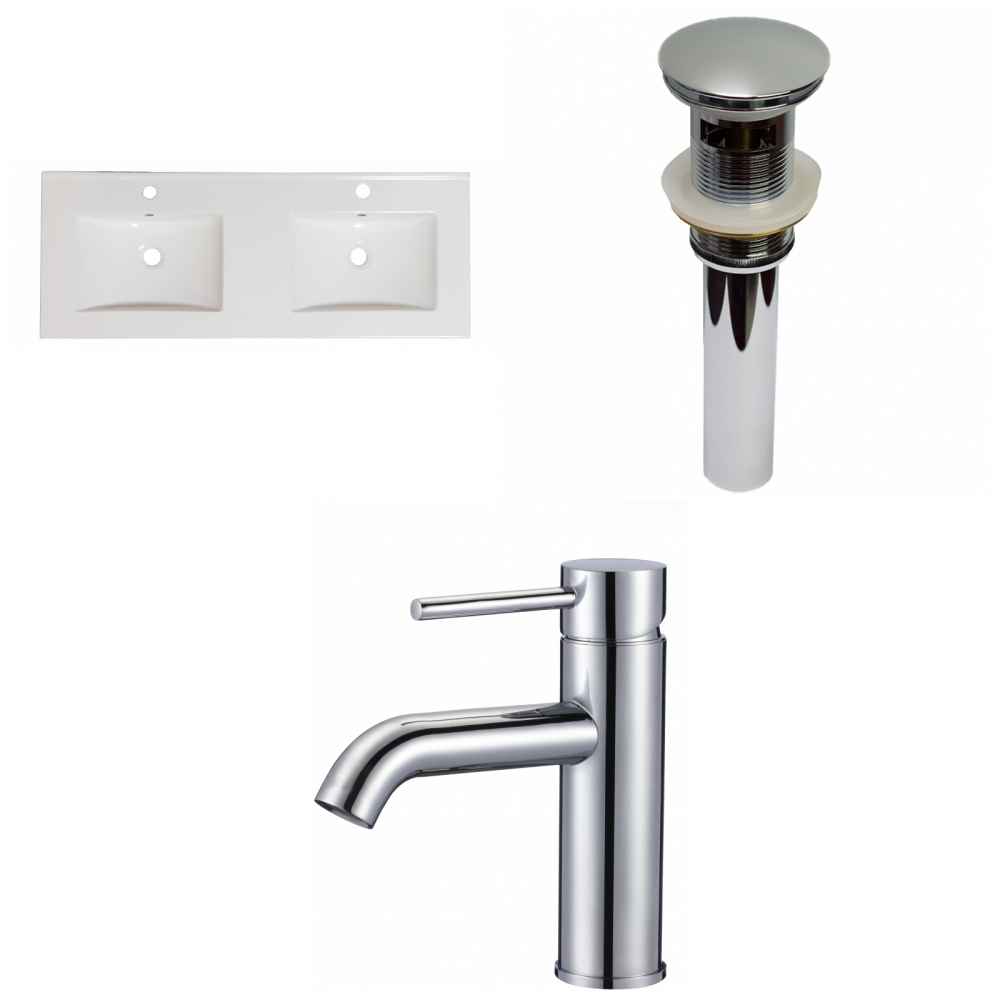 48-in. W 1 Hole Ceramic Top Set In White Color - Overflow Drain Incl.