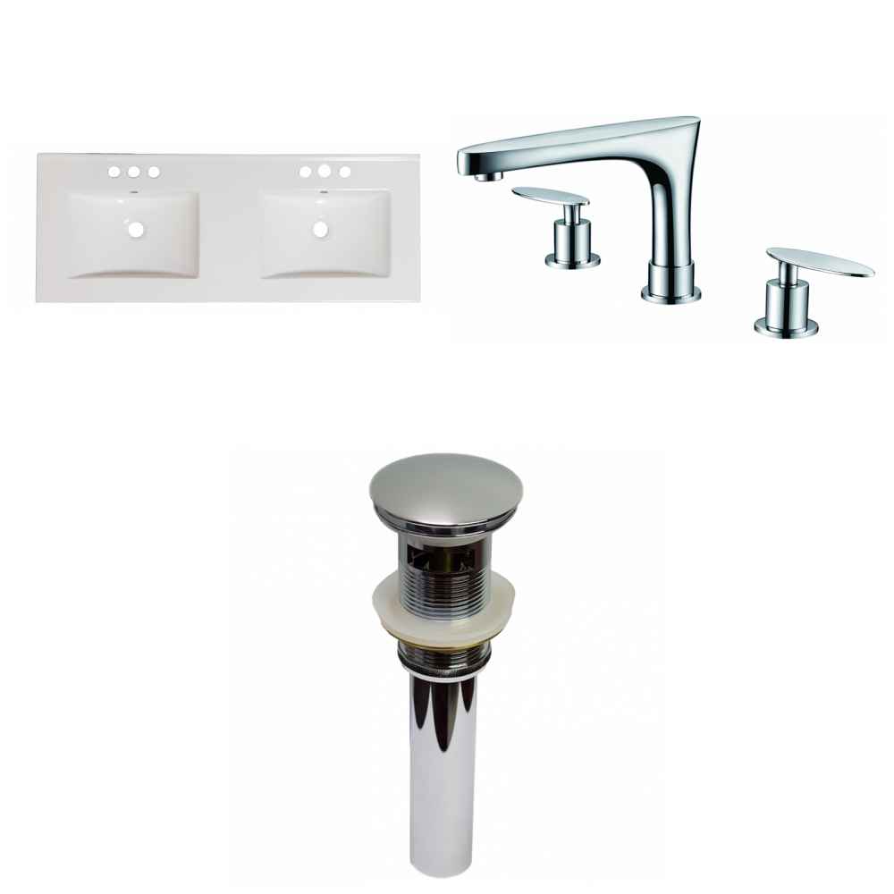 59-in. W 3H8-in. Ceramic Top Set In White Color - Overflow Drain Incl.