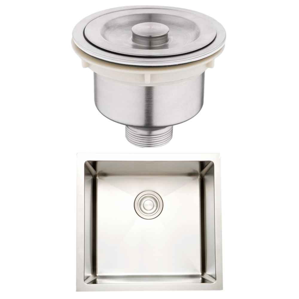 15-in. W Undermount Brushed Nickel Kitchen Sink Set For Deck Mount Drilling - Strainer Included