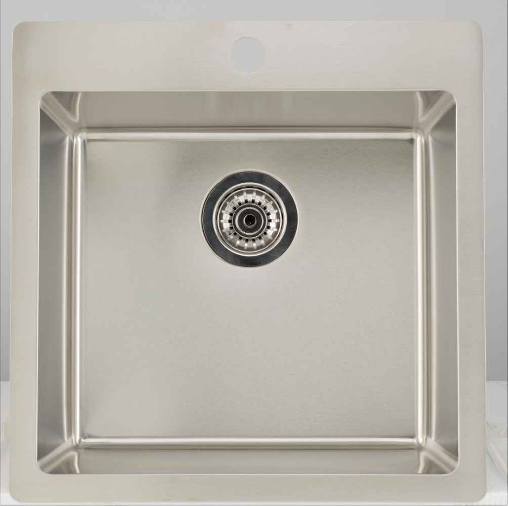 20-in. W Above Counter Brushed Nickel Kitchen Sink Set For 1 Hole Center Faucet - Strainer Included