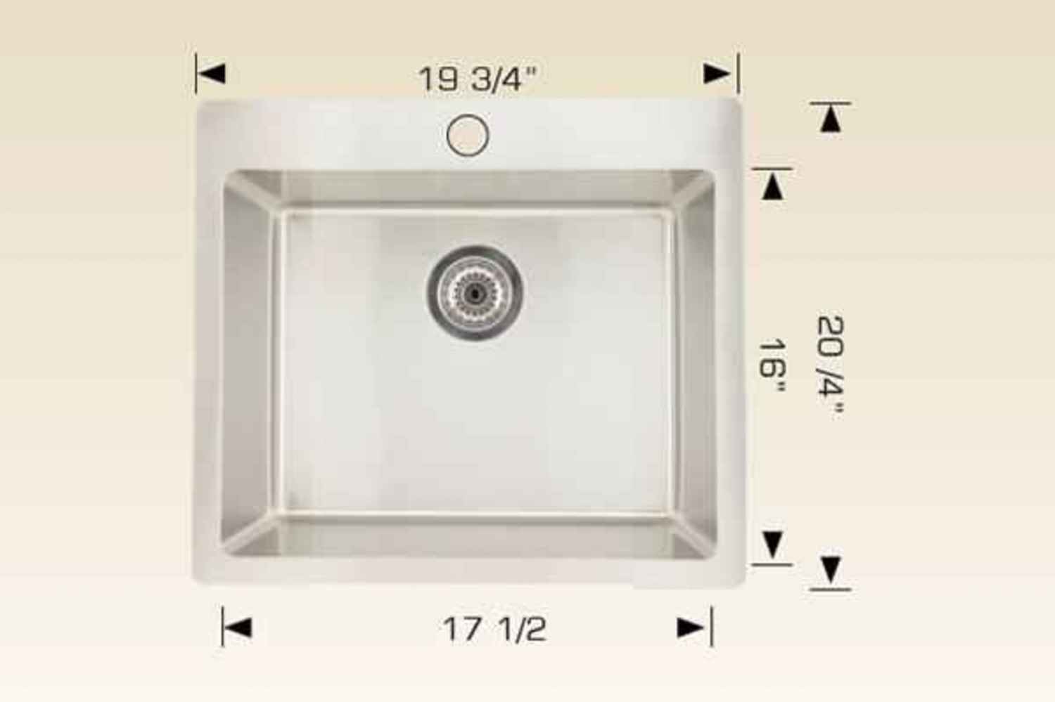 20-in. W Above Counter Brushed Nickel Kitchen Sink Set For 1 Hole Center Faucet - Strainer Included