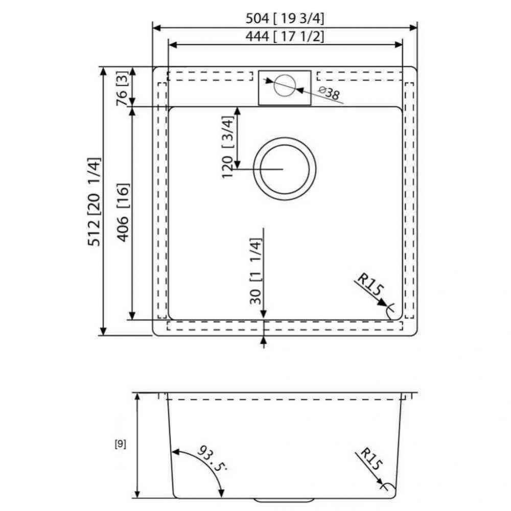20-in. W Above Counter Brushed Nickel Kitchen Sink Set For 1 Hole Center Faucet - Strainer Included