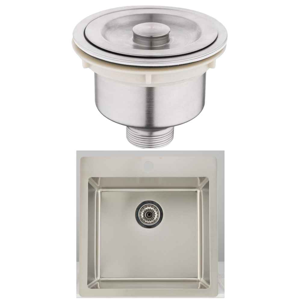 20-in. W Above Counter Brushed Nickel Kitchen Sink Set For 1 Hole Center Faucet - Strainer Included