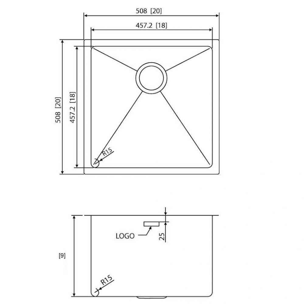 20-in. W Undermount Brushed Nickel Laundry Sink Set For Wall Mount Drilling - Strainer Included