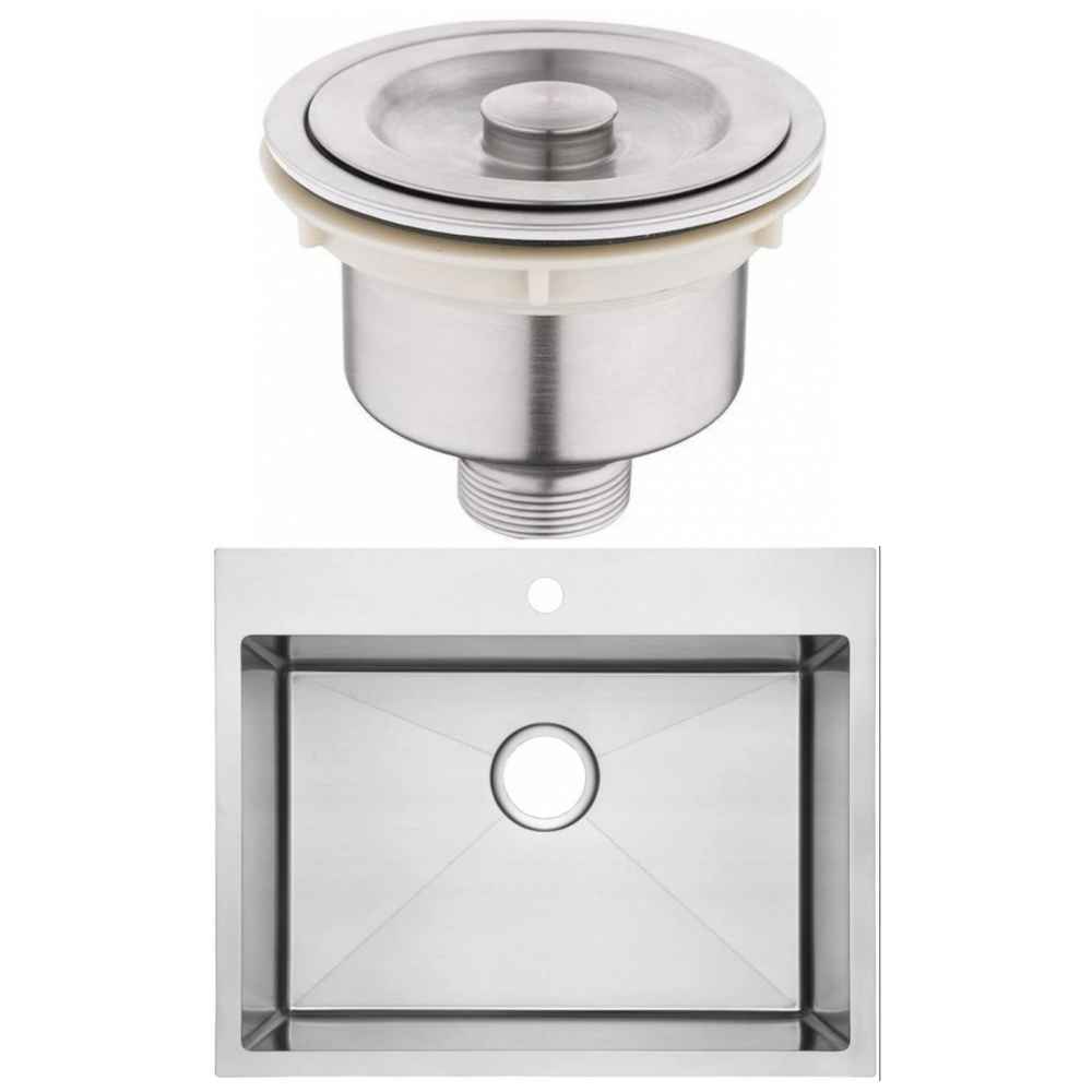 20-in. W Above Counter Brushed Nickel Laundry Sink Set For 1 Hole Center Faucet - Strainer Included