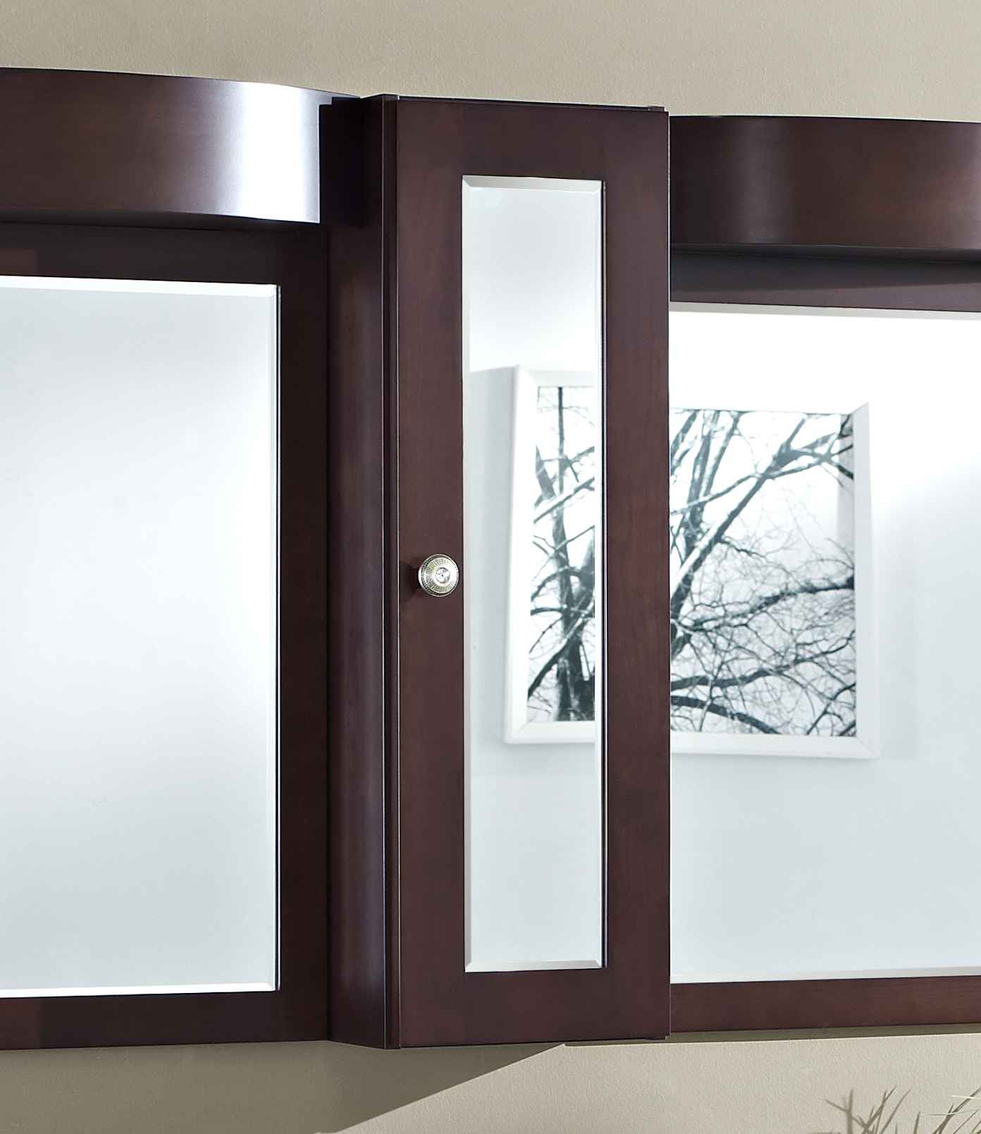 12-in. W 36-in. H Transitional Birch Wood-Veneer Medicine Cabinet In Coffee