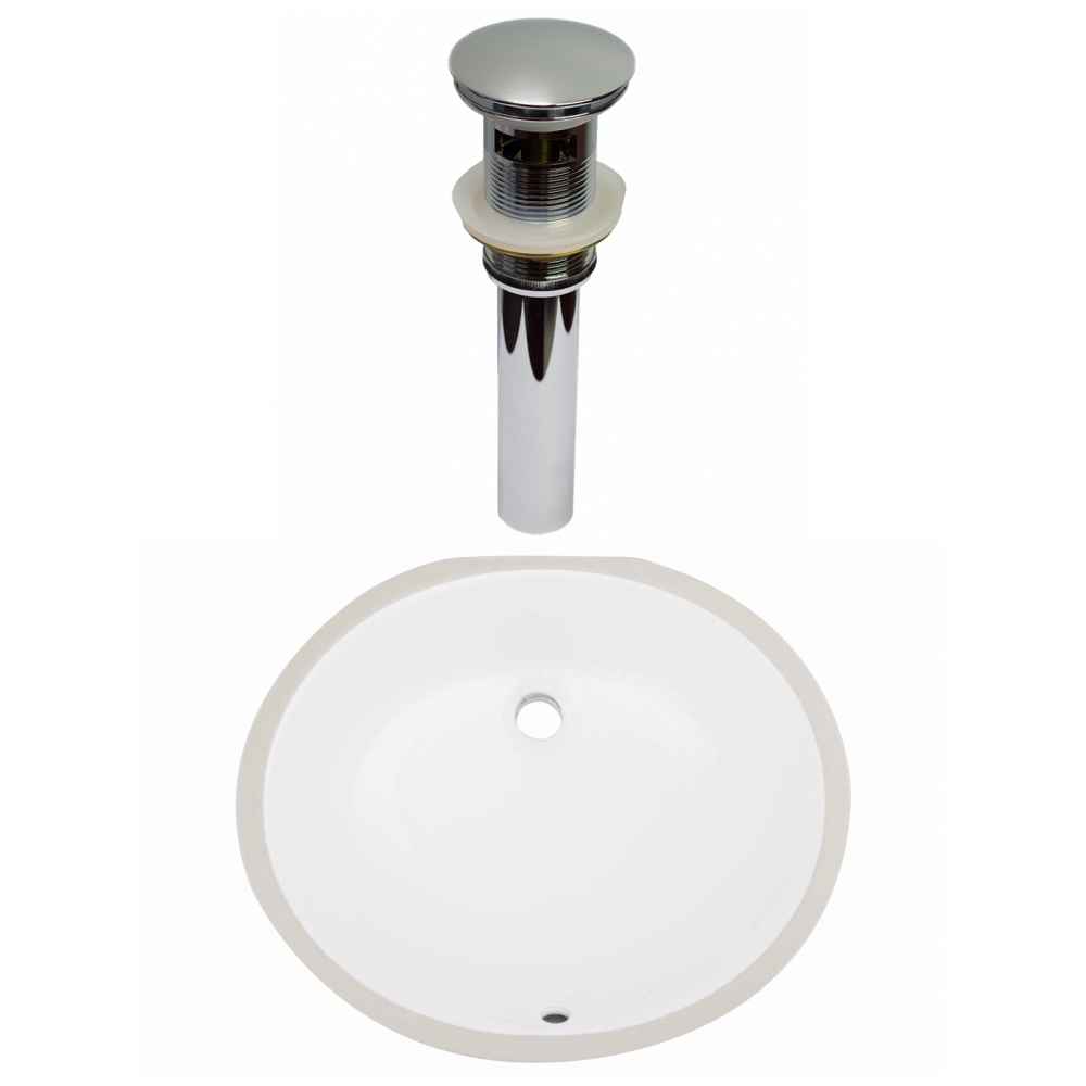 19.25-in. W CUPC Oval Bathroom Undermount Sink Set In White - Chrome Hardware - Overflow Drain Incl.