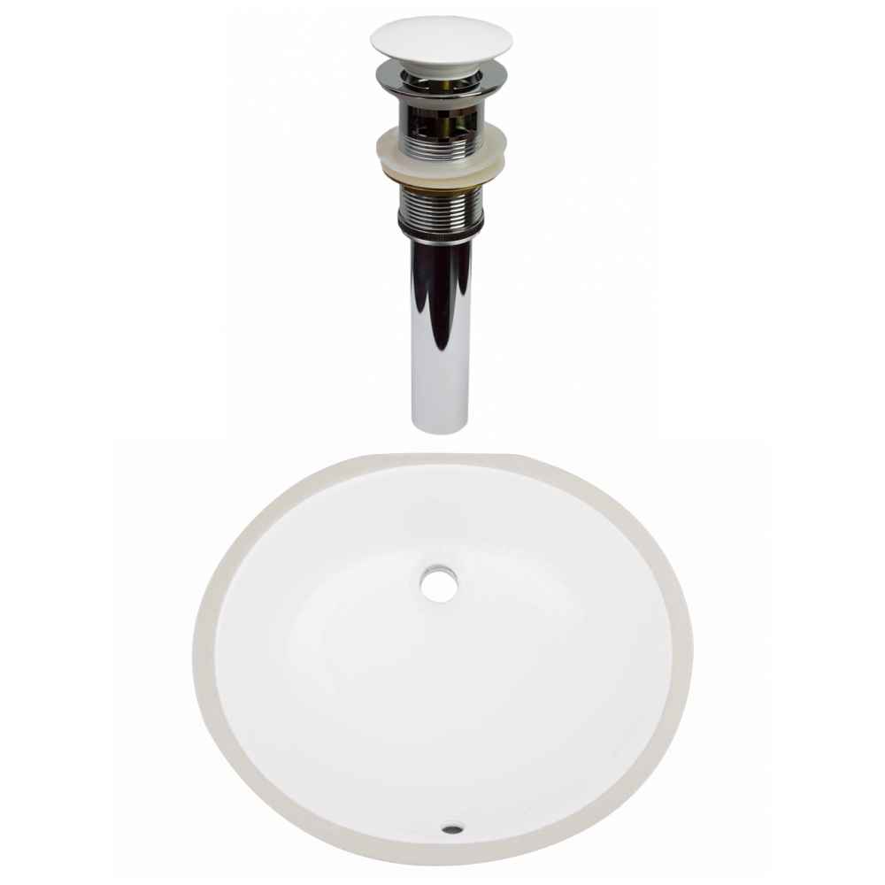 19.25-in. W CUPC Oval Bathroom Undermount Sink Set In White - White Hardware - Overflow Drain Incl.