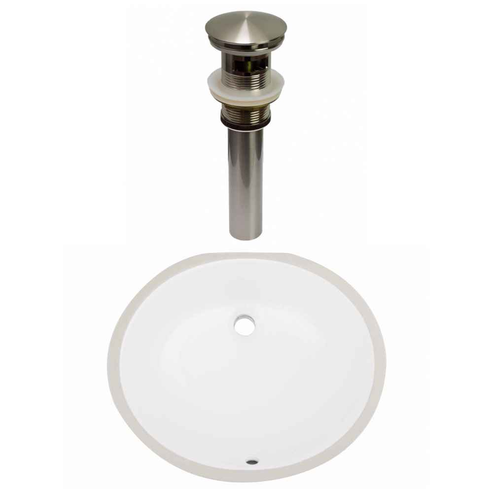 19.25-in. W CUPC Oval Bathroom Undermount Sink Set In White - Brushed Nickel Hardware - Overflow Drain Incl.