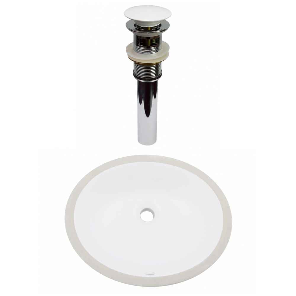 16.5-in. W CUPC Oval Bathroom Undermount Sink Set In White - White Hardware - Overflow Drain Incl.