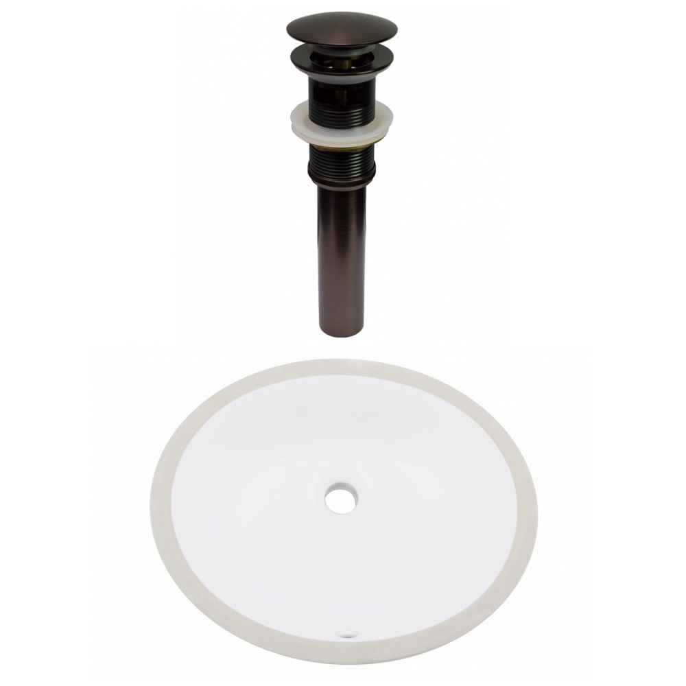16.5-in. W CUPC Oval Bathroom Undermount Sink Set In White - Oil Rubbed Bronze Hardware - Overflow Drain Incl.