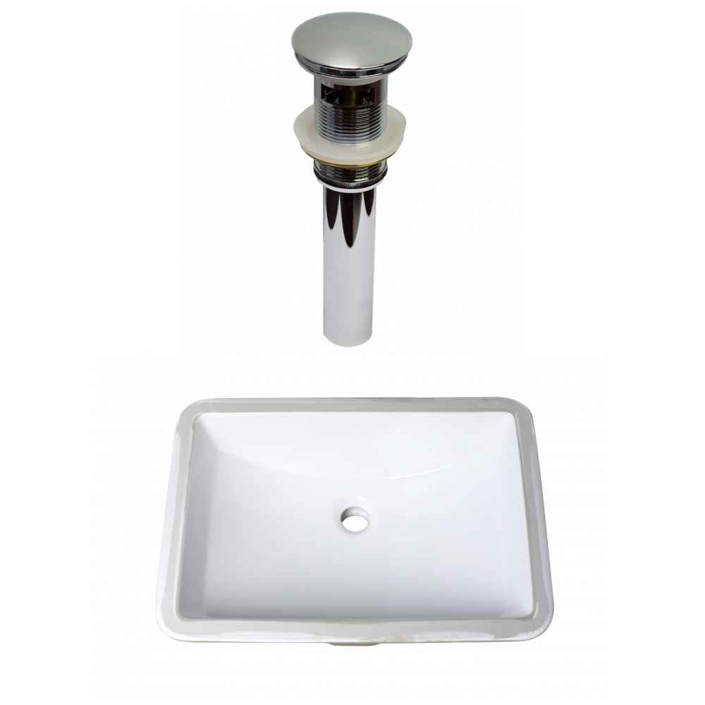 20.75-in. W CUPC Rectangle Bathroom Undermount Sink Set In White - Chrome Hardware - Overflow Drain Incl.