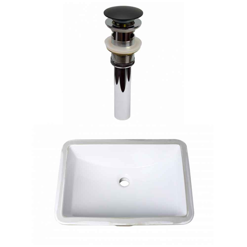 20.75-in. W CUPC Rectangle Bathroom Undermount Sink Set In White - Black Hardware - Overflow Drain Incl.