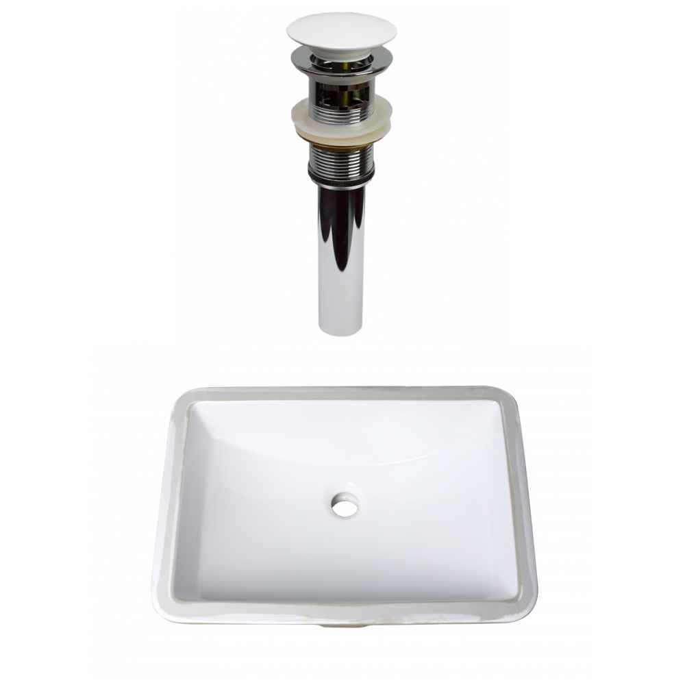 20.75-in. W CUPC Rectangle Bathroom Undermount Sink Set In White - White Hardware - Overflow Drain Incl.