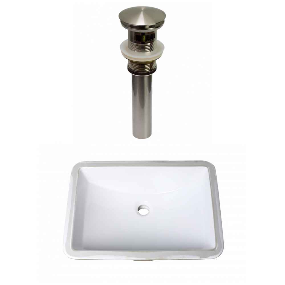 20.75-in. W CUPC Rectangle Bathroom Undermount Sink Set In White - Brushed Nickel Hardware - Overflow Drain Incl.