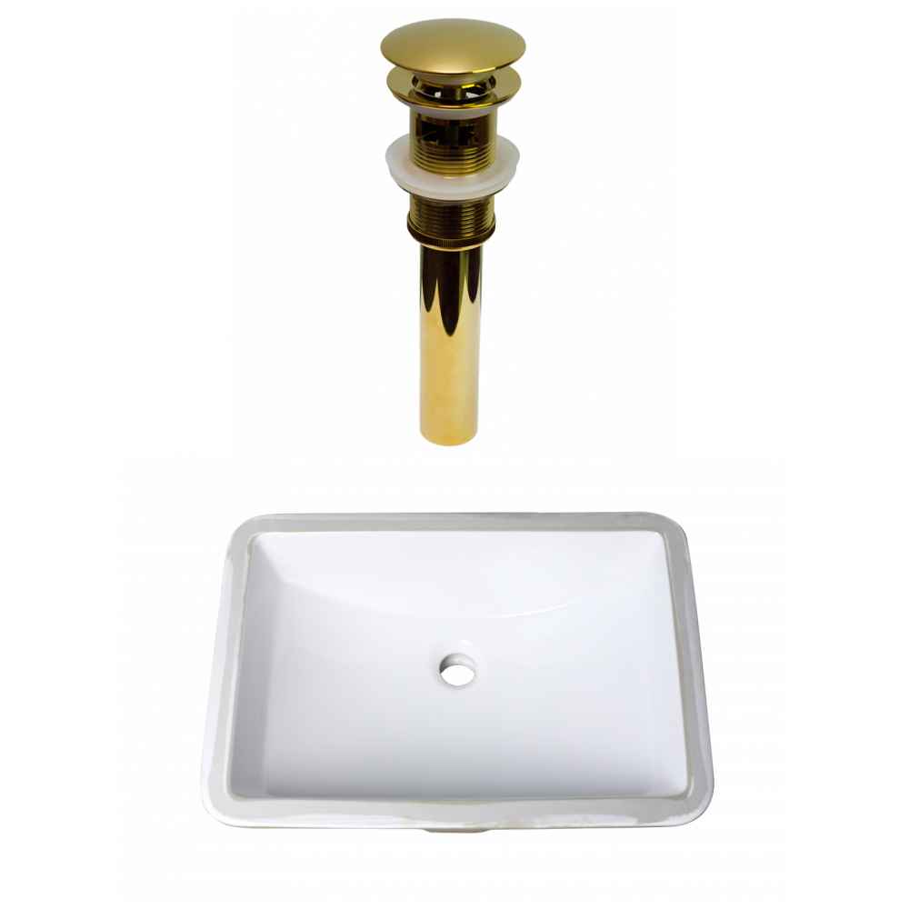 20.75-in. W CUPC Rectangle Bathroom Undermount Sink Set In White - Gold Hardware - Overflow Drain Incl.