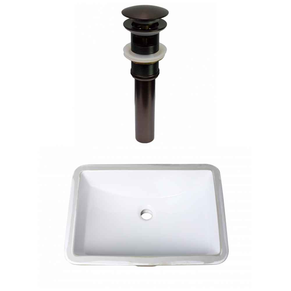 20.75-in. W CUPC Rectangle Bathroom Undermount Sink Set In White - Oil Rubbed Bronze Hardware - Overflow Drain Incl.