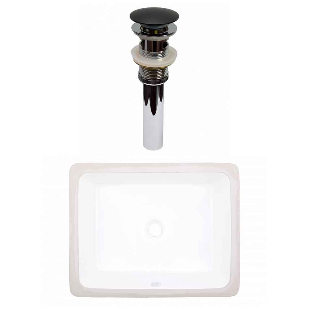 19.5-in. W CUPC Rectangle Bathroom Undermount Sink Set In White - Black Hardware - Overflow Drain Incl.