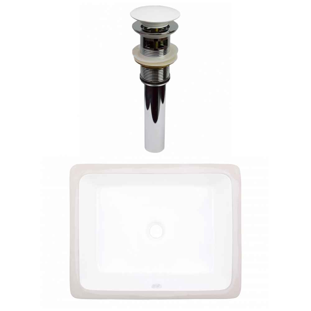 19.5-in. W CUPC Rectangle Bathroom Undermount Sink Set In White - White Hardware - Overflow Drain Incl.