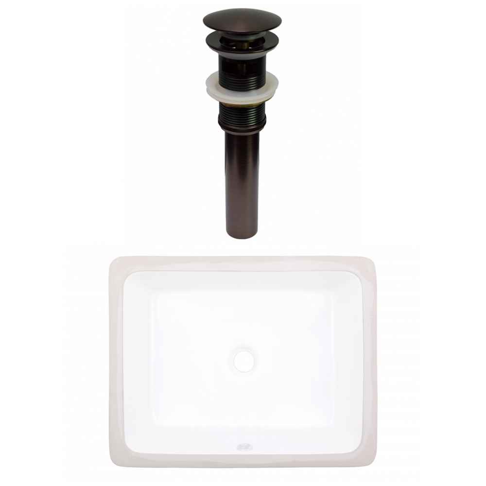 19.5-in. W CUPC Rectangle Bathroom Undermount Sink Set In White - Oil Rubbed Bronze Hardware - Overflow Drain Incl.